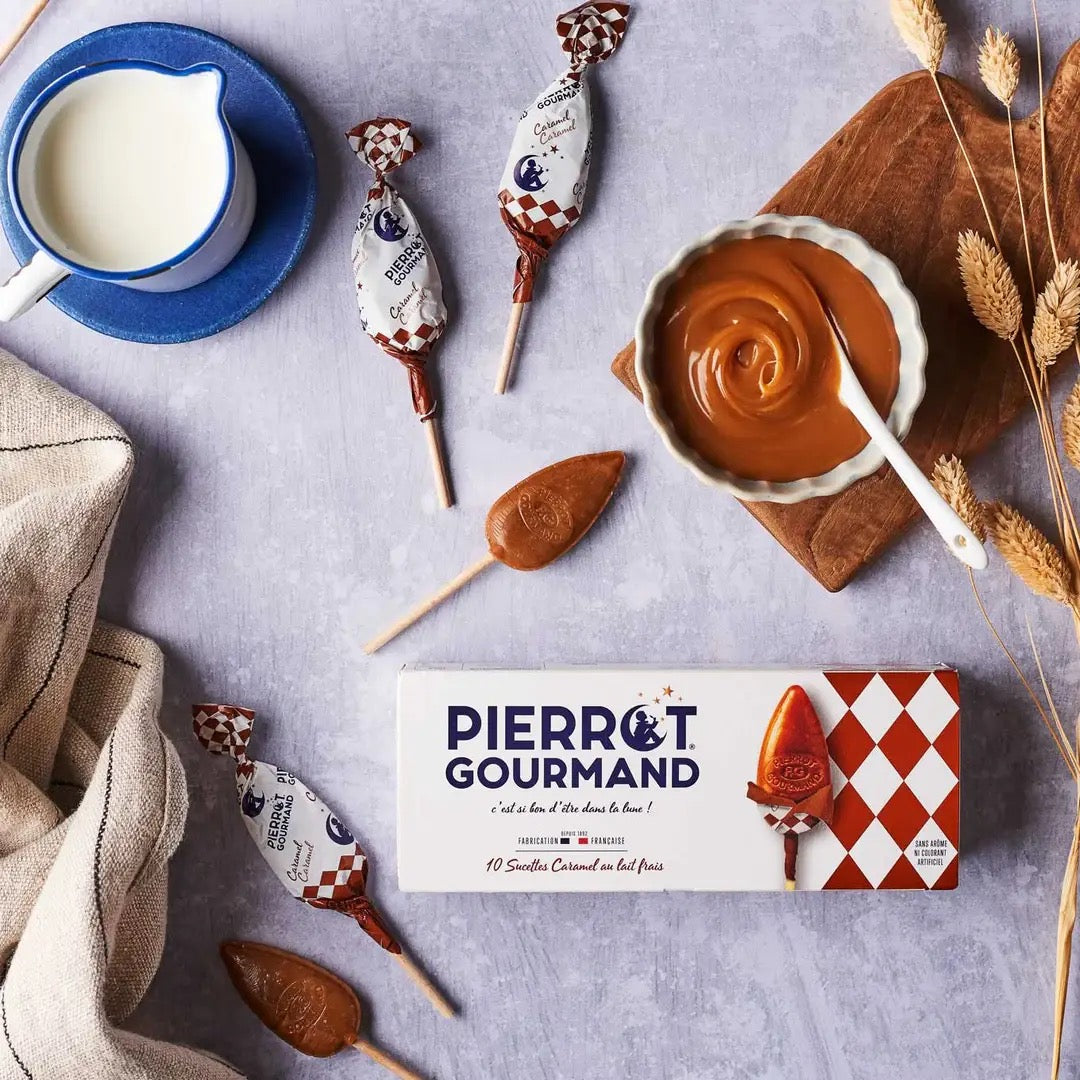 Pierrot Gourmand Milk Caramel Lollipops Box 4.58oz - 10CT