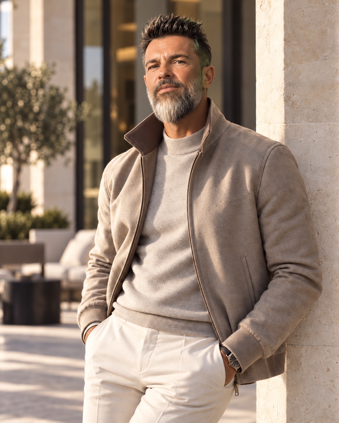 François Dagomet in warm afternoon light, welcoming guests
