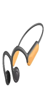 Black and orange BONE CONDUCTIBLE HEADPHONES on a white background
